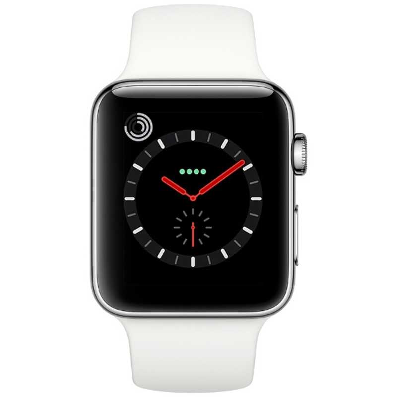 アップル アップル Apple Watch Series 3（GPS + Cellularモデル） 42mm ステンレススチールケースとソフトホワイトスポーツバンド　MQLY2J/A MQLY2JA MQLY2JA