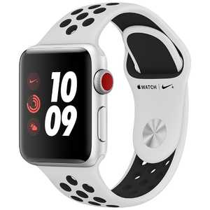 アップル Apple Watch Nike+（GPS + Cellularモデル） 38mm シルバーアルミニウムケースとピュアプラチナ/ブラックNikeスポーツバンド　MQM72J/A MQM72JA
