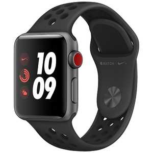 アップル Apple Watch Nike+(GPS+Cellularモデル) 38mm MQM82J/A スペｰスグレイアルミニウムケｰスとアンスラサイト/ブラックNikeスポｰツバンド 