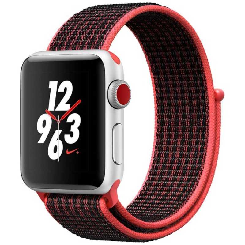 アップル アップル Apple Watch Nike+(GPS+Cellularモデル) 38mm MQM92J/A シルバｰアルミニウムケｰスとブライトクリムゾン/ブラックNikeスポｰツルｰプ  MQM92J/A シルバｰアルミニウムケｰスとブライトクリムゾン/ブラックNikeスポｰツルｰプ 