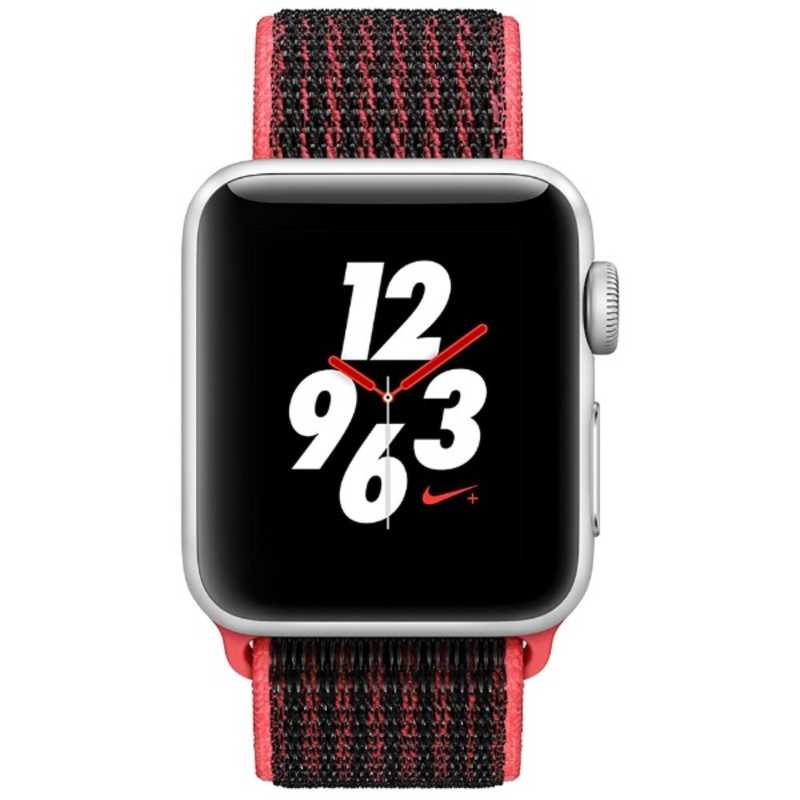 アップル アップル Apple Watch Nike+(GPS+Cellularモデル) 38mm MQM92J/A シルバｰアルミニウムケｰスとブライトクリムゾン/ブラックNikeスポｰツルｰプ  MQM92J/A シルバｰアルミニウムケｰスとブライトクリムゾン/ブラックNikeスポｰツルｰプ 