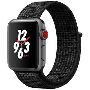 アップル Apple Watch Nike+(GPS+Cellularモデル) 38mm MQMA2J/A スペｰスグレイアルミニウムケｰスとブラック/ピュアプラチナNikeスポｰツルｰプ 