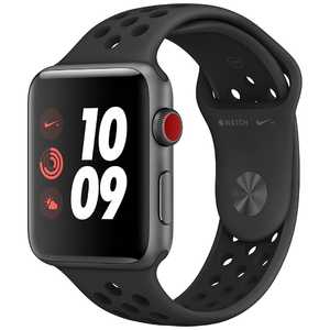アップル Apple Watch Nike+(GPS+Cellularモデル) 42mm MQMF2J/A スペｰスグレイアルミニウムケｰスとアンスラサイト/ブラックNikeスポｰツバンド 