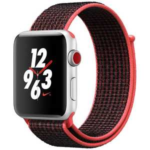 アップル Apple Watch Nike+(GPS+Cellularモデル) 42mm MQMG2J/A シルバｰアルミニウムケｰスとブライトクリムゾン/ブラックNikeスポｰツルｰプ 