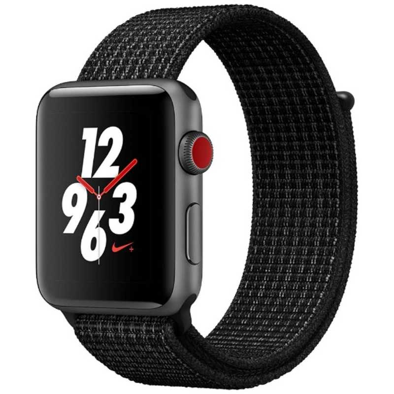 アップル アップル Apple Watch Nike+(GPS+Cellularモデル) 42mm MQMH2J/A スペｰスグレイアルミニウムケｰスとブラック/ピュアプラチナNikeスポｰツルｰプ MQMH2J/A スペｰスグレイアルミニウムケｰスとブラック/ピュアプラチナNikeスポｰツルｰプ