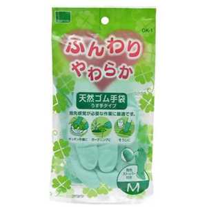 オカモト ふんわりやわらか 天然ゴム手袋 薄手タイプ Mサイズ グリーン 