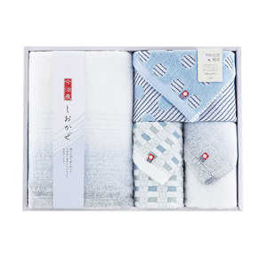 タオル美術館 しおかぜ ウォッシュタオル1枚/フェイスタオル2枚/バスタオル1枚セット ブルー 今治タオル