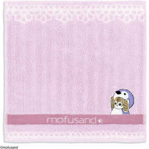 タオル美術館 パステルレース タオルハンカチ パープル mofusand 