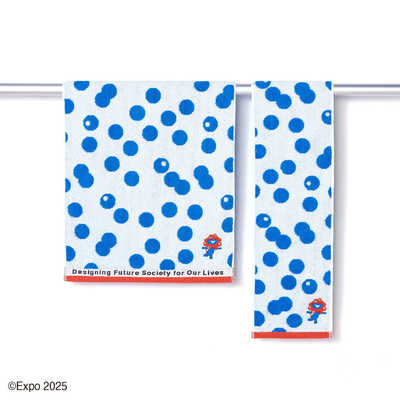 タオル美術館 ミャクミャクドット フェイスタオル ブルー 大阪万博 の