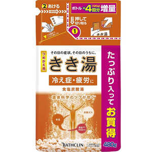 バスクリン きき湯 食塩炭酸湯 つめかえ用 (480g)【医薬部外品】 