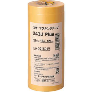 3Mジャパン 3M マスキングテープ 243J Plus 10mmX18m 12巻入り 243J10_
