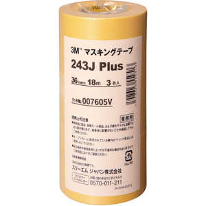 3Mジャパン 3M マスキングテープ 243J Plus 36mmX18m 3巻入り 243J36_