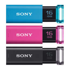 ソニー SONY USBメモリー「ポケットビット」[16GB/USB3.0/ノック式]ミックス(ブルー・ピンク・ブラック) 受発注商品 USM16GU3C