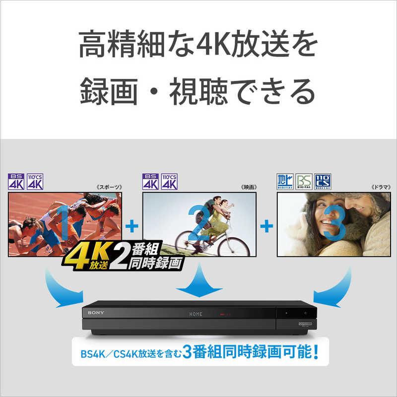 ソニー　SONY ソニー　SONY ブルーレイレコーダー 4TB 3番組同時録画 (4K放送2番組同時録画) 4Kチューナー内蔵 BDZ-FBT4000  BDZ-FBT4000 