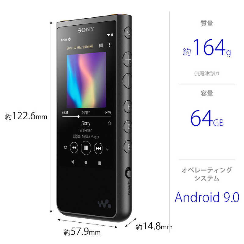 ソニー　SONY ソニー　SONY ハイレゾウォークマン ZX500シリーズ [64GB/イヤホン無し] NW-ZX507 B ブラック NW-ZX507 B ブラック