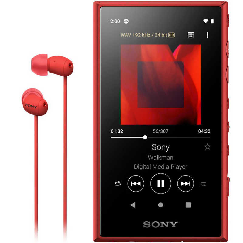 ソニー　SONY ソニー　SONY ハイレゾウォークマン A100シリーズ [16GB/ハイレゾ有線イヤホン付属] NW-A105HN R レッド NW-A105HN R レッド