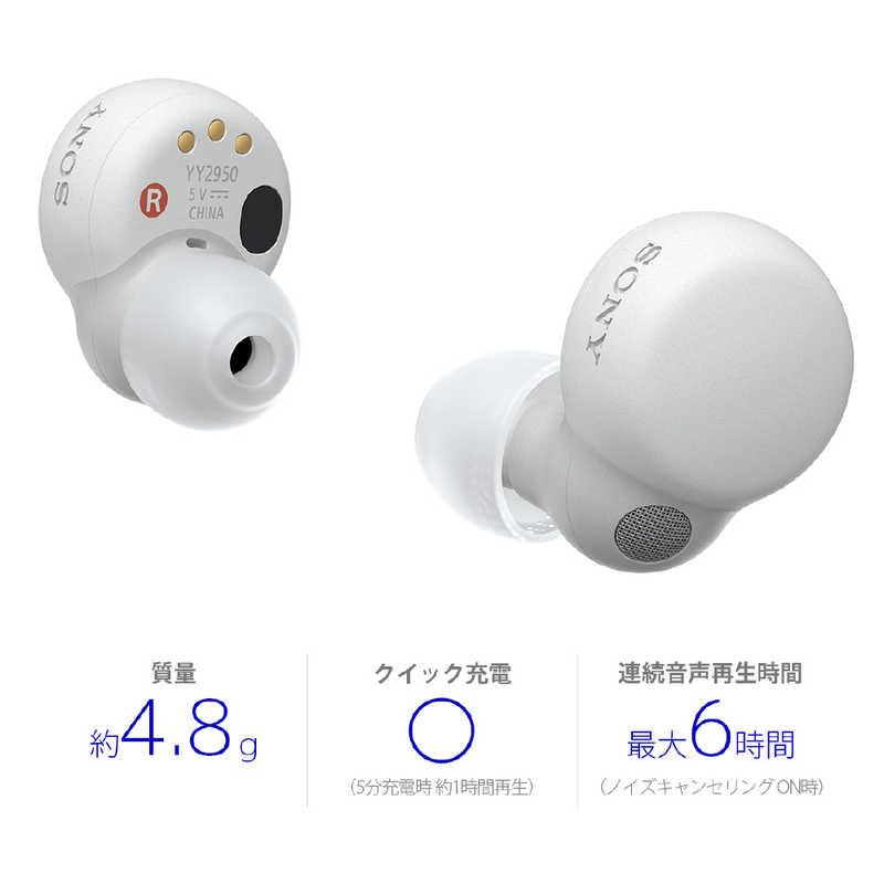 ソニー　SONY ソニー　SONY フルワイヤレスイヤホン [ NiziU CM 出演 ] ノイズキャンセリング対応 リモコン･マイク対応 LinkBuds S ホワイト WF-LS900N WC WF-LS900N WC