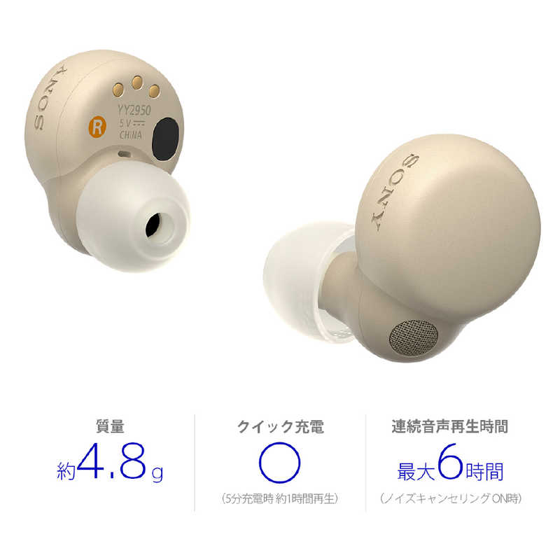 ソニー　SONY ソニー　SONY フルワイヤレスイヤホン [ NiziU CM 出演 ] ノイズキャンセリング対応 リモコン･マイク対応 LinkBuds S エクリュ WF-LS900N CC WF-LS900N CC