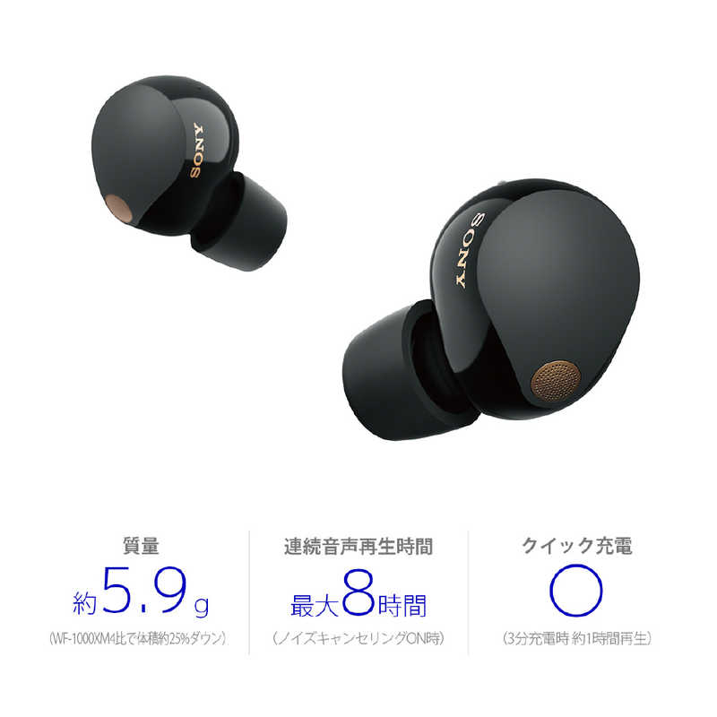 ソニー　SONY ソニー　SONY 完全ワイヤレスイヤホン ブラック ワイヤレス(左右分離) Bluetooth ノイズキャンセリング対応 WF-1000XM5BC WF-1000XM5BC