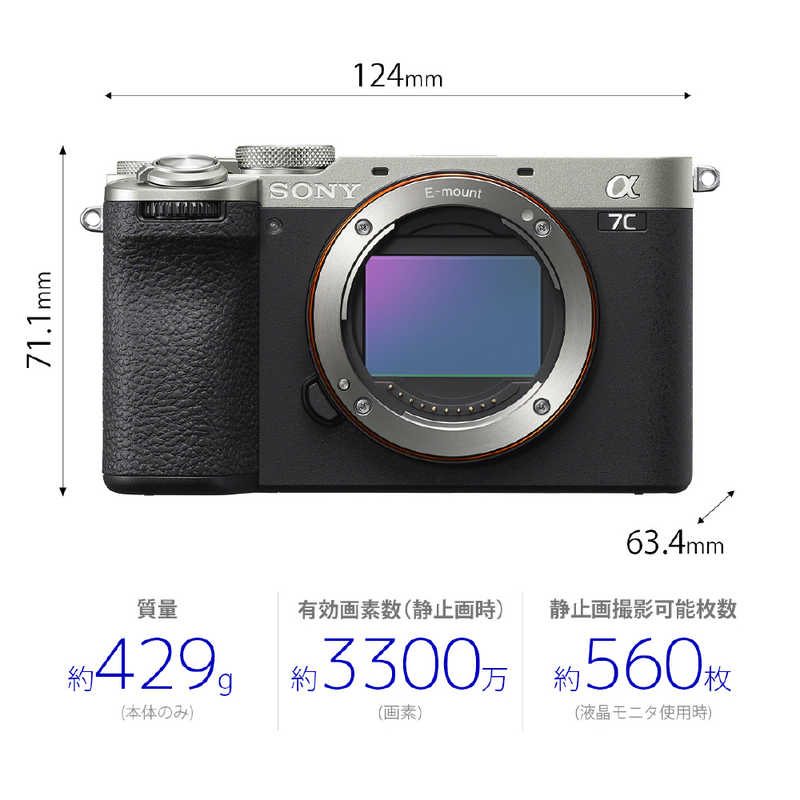 ソニー　SONY ソニー　SONY ミラーレス一眼カメラ α7C II ボディ ILCE-7CM2 S シルバー α7C II ボディ ILCE-7CM2 S シルバー