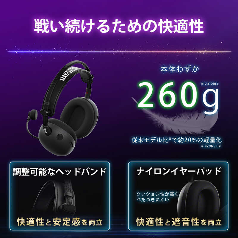 ソニー　SONY ソニー　SONY ゲーミングヘッドセット INZONE H9 II ブラック [ワイヤレス (Bluetooth＋USB-C)＋有線 / 両耳 / ヘッドバンドタイプ] WH-G910N BZ WH-G910N BZ