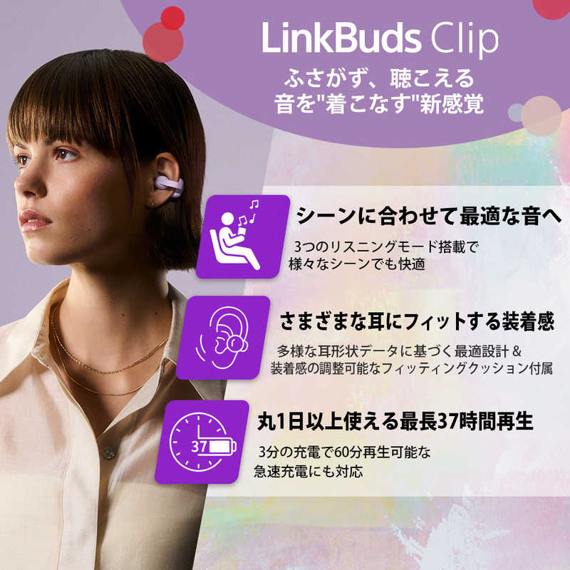 ソニー　SONY ソニー　SONY 完全ワイヤレスイヤホン LinkBuds Clip ［ イヤーカフ型 ( オープンイヤー型 ) ］ ブラック WF-LC900 BZ WF-LC900 BZ