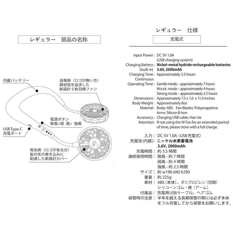 スパイス スパイス W-fan スタンダードカラーモデル ブラック DF201BK ブラック DF201BK ブラック