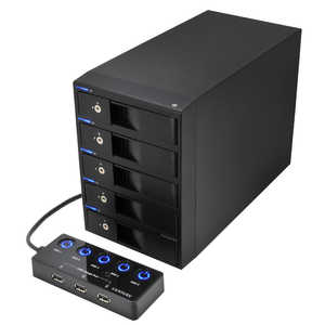 センチュリー 電源リモートボックス(独立電源スイッチ)搭載 USB3.2 Gen1接続 3.5インチSATA×5HDDケース 裸族 ［3.5インチ対応 /SATA /5台］ CRCH535U3ISC2