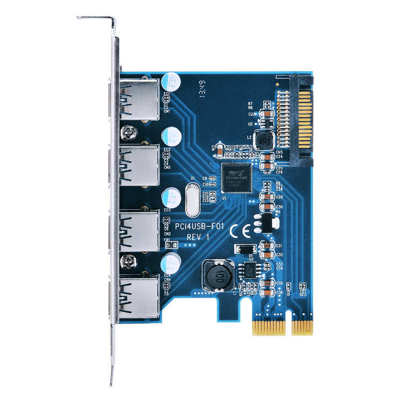 センチュリー センチュリー PCI Express×1接続 USB3.2 Gen1×4ポート インターフェイスカード ポートを増やしタイ CIF-USB3P4FL2 CIF-USB3P4FL2