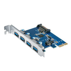 センチュリー PCI Express×1接続 USB3.2 Gen1×4ポート インターフェイスカード ポートを増やしタイ CIF-USB3P4FL2