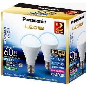 パナソニック Panasonic Panasonic LED電球 小形電球形 ホワイト [E17/昼光色/2個/60W相当/一般電球形] E17/D/60W LDA7DGE17K60ESW22T