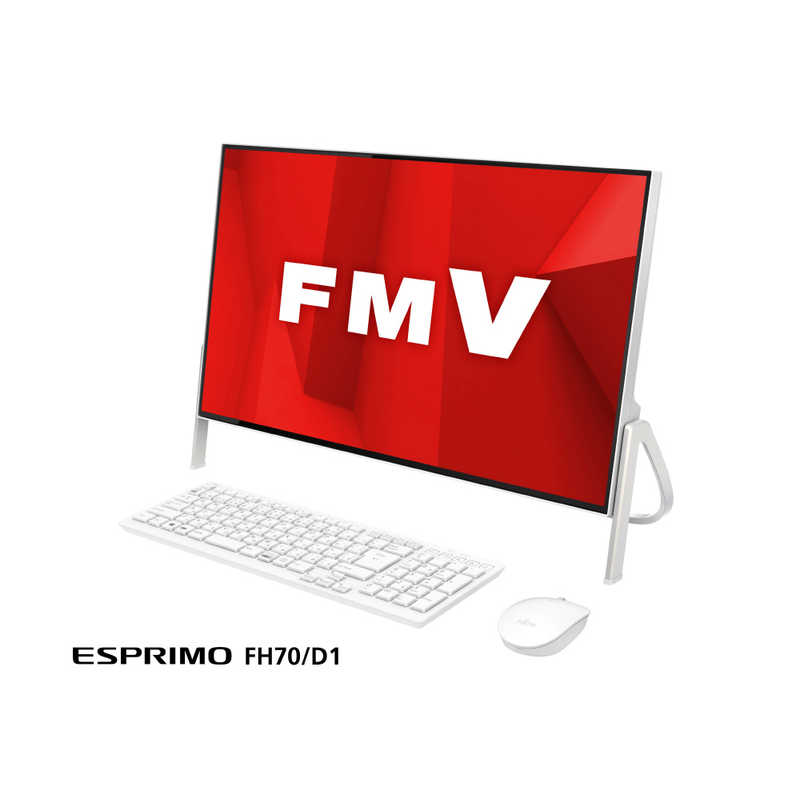 富士通　FUJITSU 富士通　FUJITSU ESPRIMO FH70/D1 デスクトップパソコン [23.8型 /CPU：Core i7 /HDD：1TB /メモリ：4GB /2019年2月モデル]　ホワイト FMVF70D1W FMVF70D1W