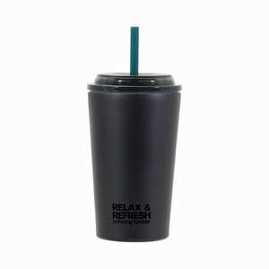 パール金属 カフェマグ 真空断熱 保冷 広口 ストロータンブラー 400ml Lサイズ ストロー付 ブラック HB-6779 パール金属 カフェマグ 真空断熱 保冷 広口 ストロータンブラー 400ml Lサイズ ストロー付 ブラック HB-6779
