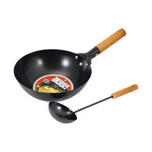 パール金属 中華家 鉄製いため鍋26cmお玉付 HC0286 パール金属 中華家 鉄製いため鍋26cmお玉付 HC0286