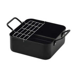 パール金属 ワイドなIH対応鉄製正方型 天ぷら鍋20×20cm アミ付 HC804
