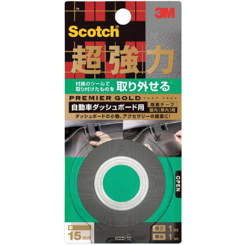 3Mジャパン 3Mジャパン 3M スコッチ 超強力両面テープ プレミアゴールド 自動車ダッシュボード用 15mm×1m KCD15 KCD15