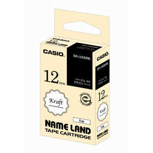 カシオ CASIO ネームランドテープ クラフトテープ (ブラウン/ベージュ文字/12mm幅) XR-12KRBR カシオ CASIO ネームランドテープ クラフトテープ (ブラウン/ベージュ文字/12mm幅) XR-12KRBR
