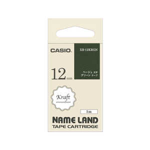 カシオ CASIO ラベルライターテープ XR-12KRGN グリーン カシオ CASIO ラベルライターテープ XR-12KRGN グリーン
