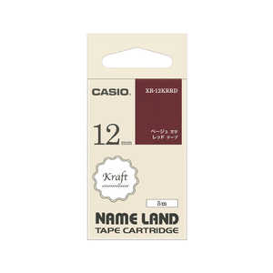 カシオ　CASIO ラベルライターテープ NAME LAND(ネームランド) レッド [ベージュ文字 /12mm幅] XR12KRRD