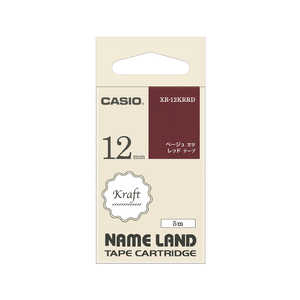 カシオ CASIO ラベルライターテープ NAME LAND(ネームランド) レッド [ベージュ文字 /12mm幅] XR12KRRD