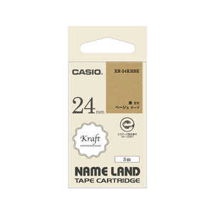 カシオ　CASIO ラベルライターNAME LAND用テープ ベージュ ［黒文字 /24mm幅］ XR-24KRBE