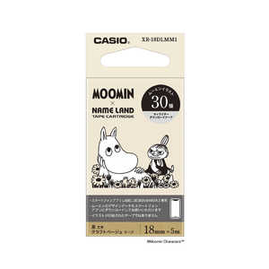 カシオ　CASIO ラベルライターNAME LAND用テープ キャラクターダウンロードテープ ［黒文字 /18mm幅］ ベージュ XR-18DLMM1