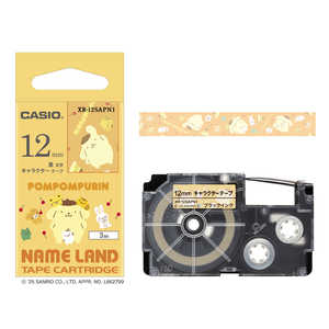 カシオ　CASIO ラベルライターNAME LAND用テープ サンリオキャラクターテープ ［黒文字 / 12mm幅］ ポムポムプリン XR-12SAPN1