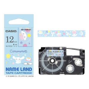 カシオ　CASIO ラベルライターNAME LAND用テープ サンリオキャラクターテープ ［黒文字 / 12mm幅］ シナモロール XR-12SACN1