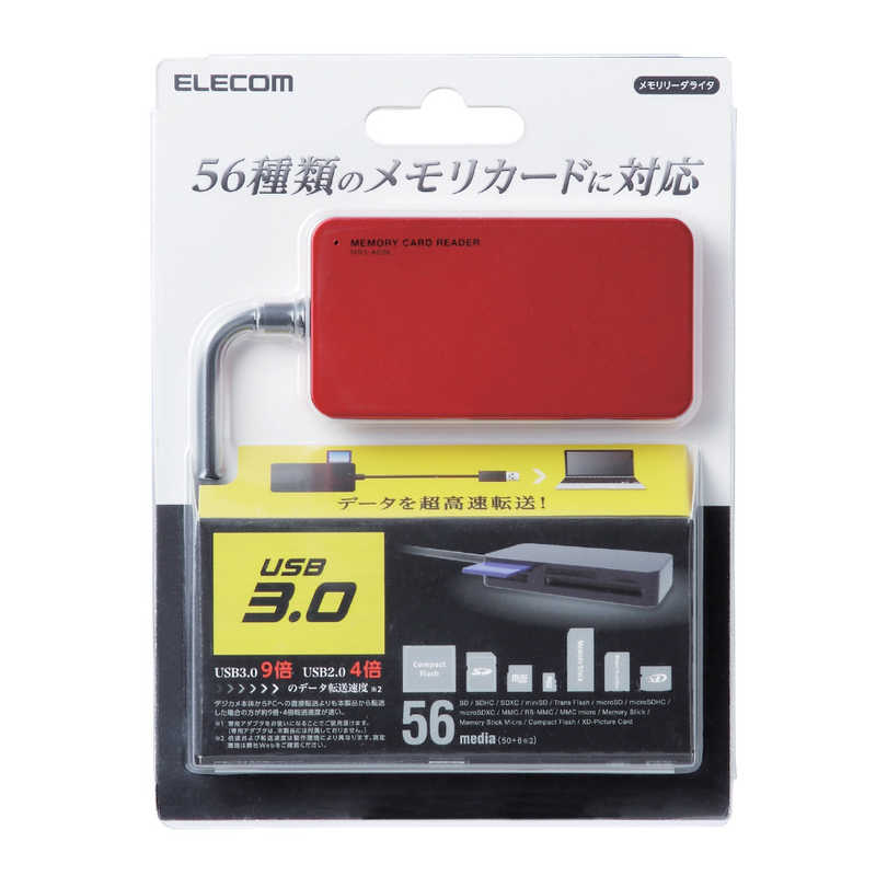 エレコム　ELECOM エレコム　ELECOM メモリリーダライタ USB3.0対応 スリムコネクタ (レッド) MR3-A006XRD MR3-A006XRD