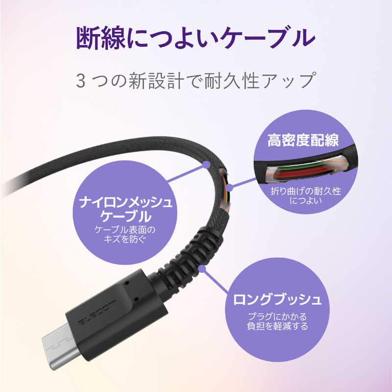 エレコム　ELECOM エレコム　ELECOM スマートフォン用USBケーブル USB(A-C) 認証品 高耐久 0.3m ブラック MPA-ACS03NBK MPA-ACS03NBK