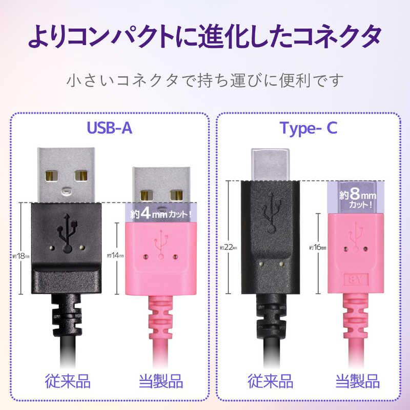 エレコム　ELECOM エレコム　ELECOM スマートフォン用USBケーブル USB(A-C) 認証品 スリムカラフル 0.3m ピンク MPA-ACXCL03NPN MPA-ACXCL03NPN