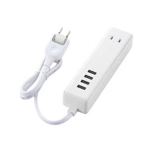 쥳 ELECOM USBå USB᥹4 AC2 ֥60cm 3.4A MOT-U11-2406WH ۥ磻