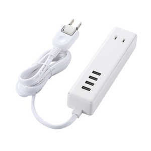 쥳 ELECOM USBå USB᥹4 AC2 ֥1.5m 3.4A MOT-U11-2415WH ۥ磻