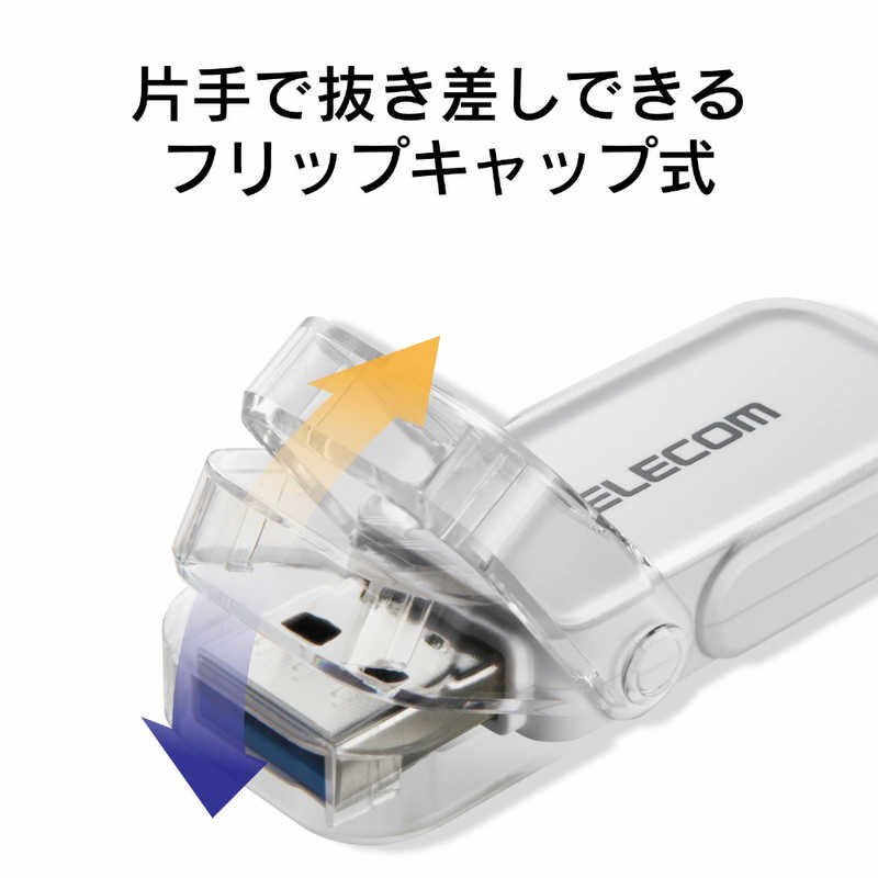エレコム　ELECOM エレコム　ELECOM USBメモリー 16GB USB3.1 フリップキャップ式  MF-FCU3016GWH ホワイト MF-FCU3016GWH ホワイト